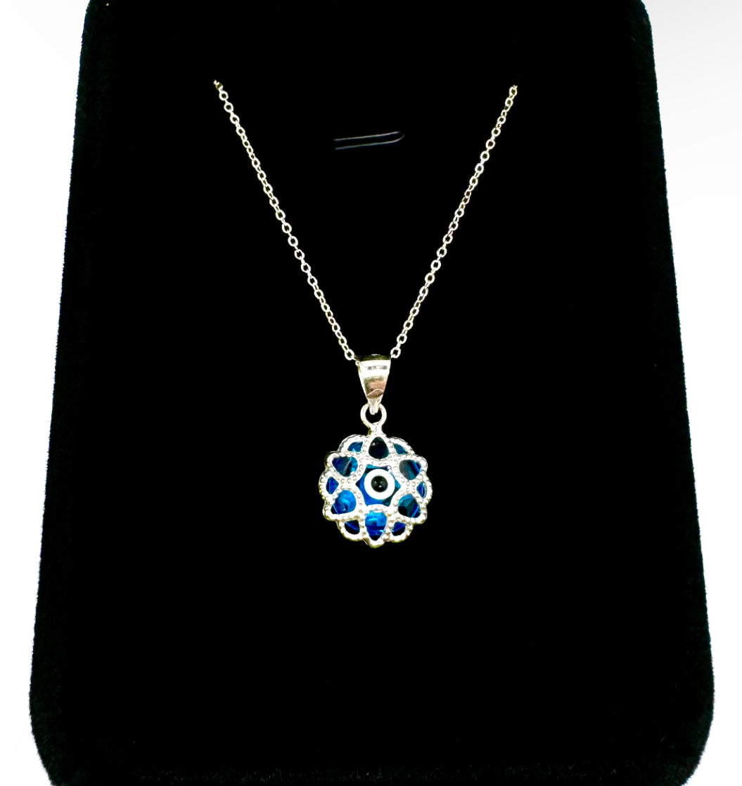 Silver Cage Evil Eye Necklace image 0