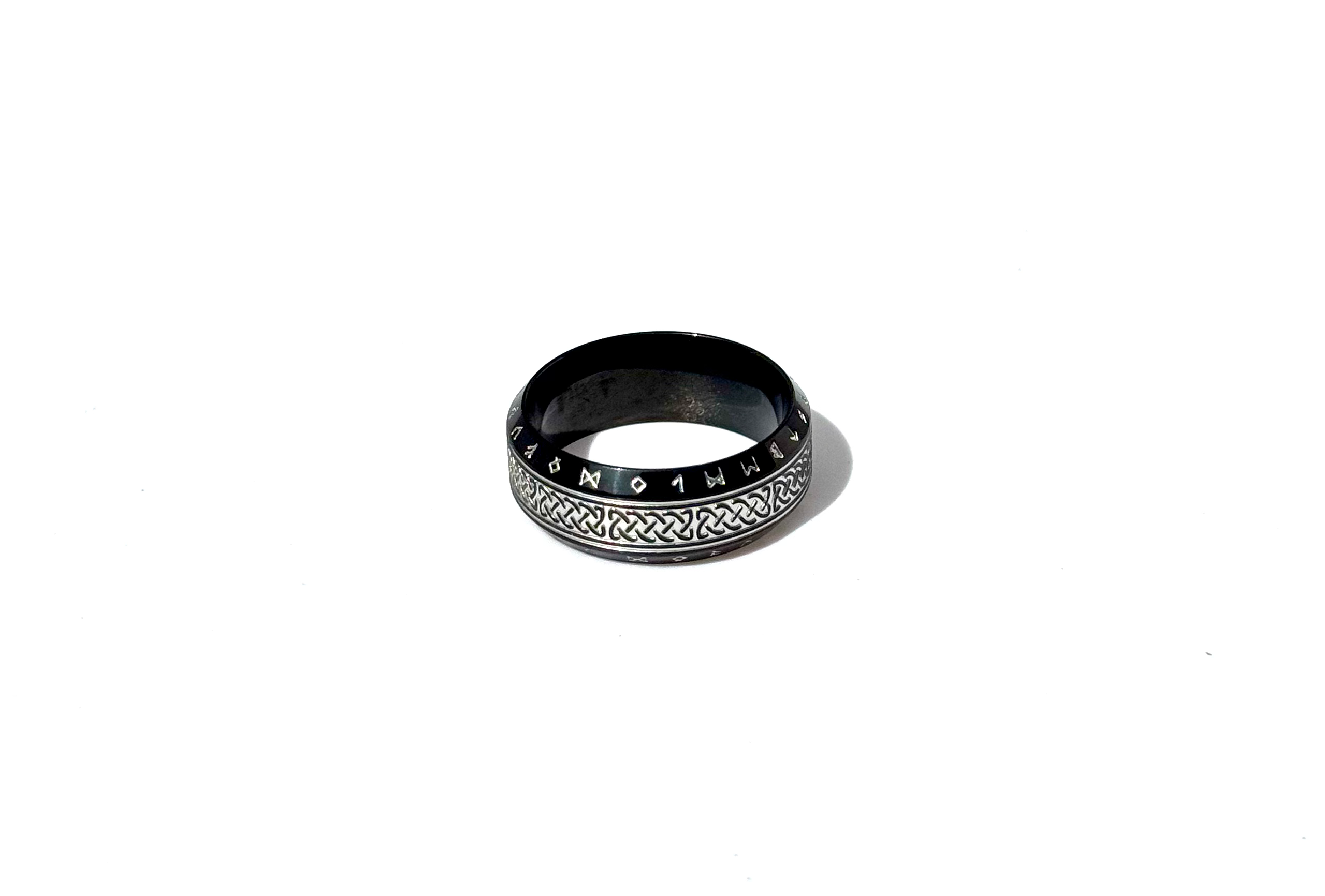 Blk & White Viking Rune Celtic Knot Ring image 1