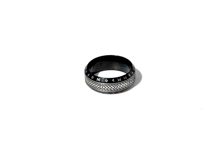 Blk & White Viking Rune Celtic Knot Ring image 1