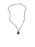 Chrysocolla Turquoise Black Braided Silk Necklace