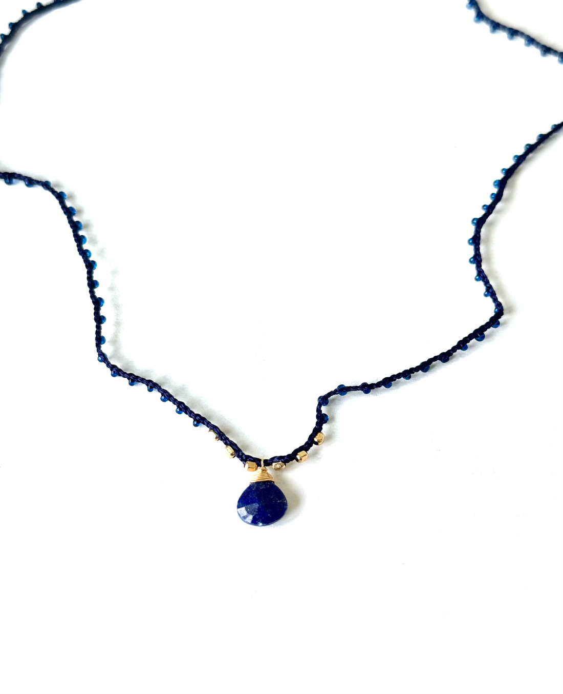 Blue Silk Briolette Lapis Pendant Necklace image 0