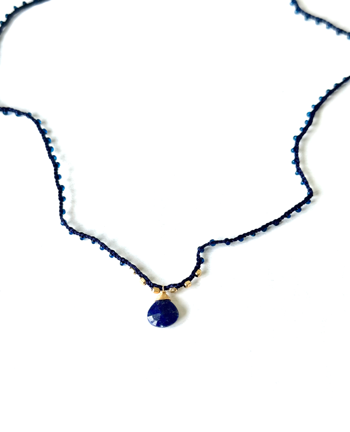 Blue Silk Briolette Lapis Pendant Necklace image 0