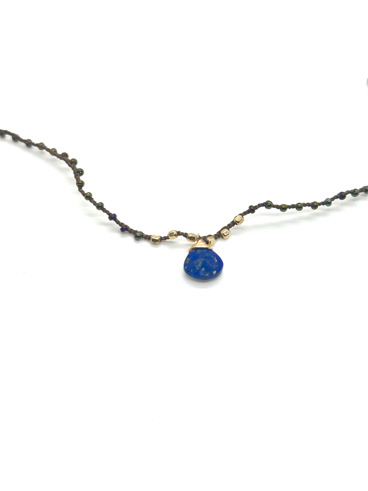 Brown Silk Briolette Lapis  Necklace image 1