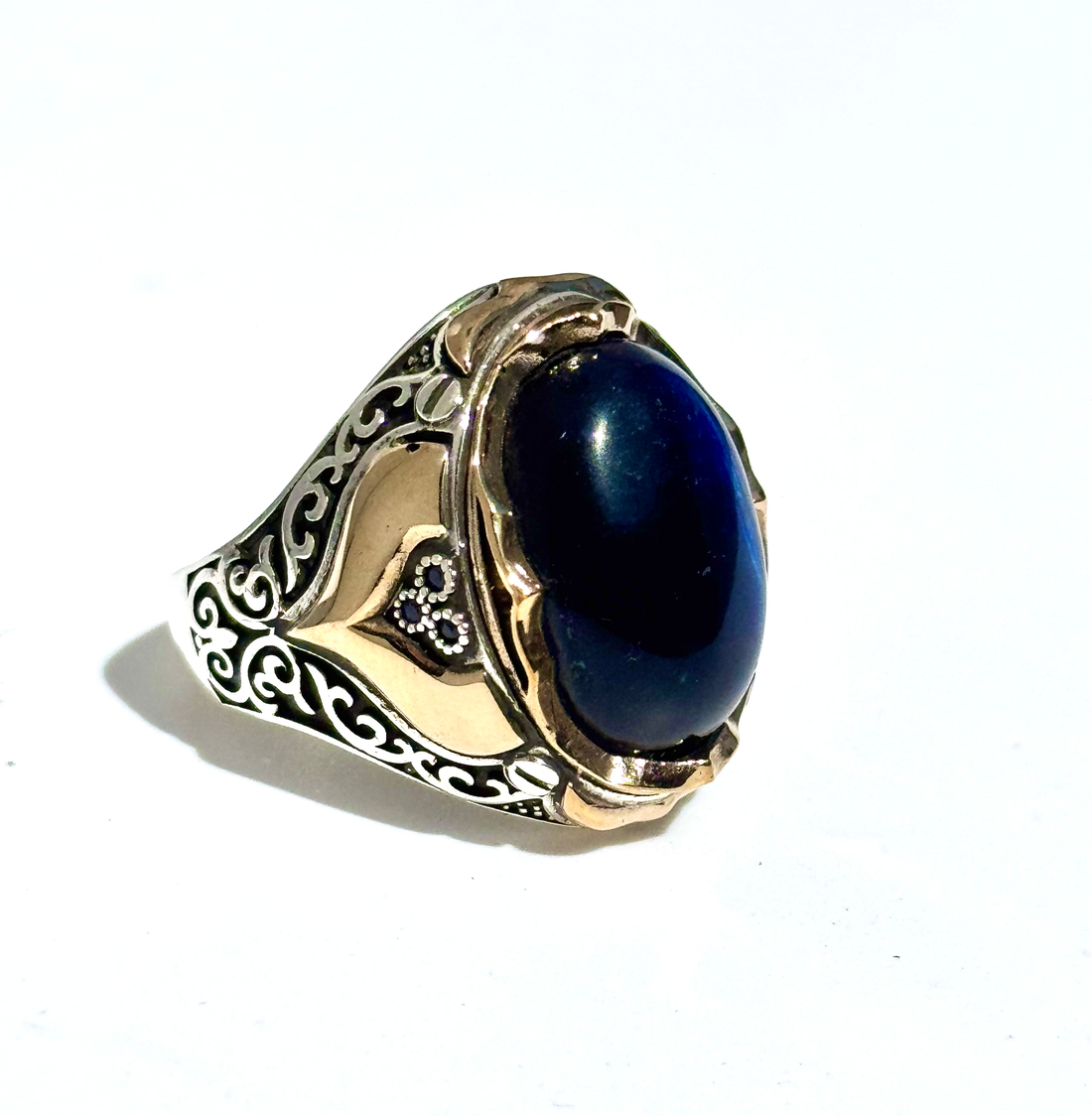 Blue Hawks Eye Ring |Sterling Silver image 0