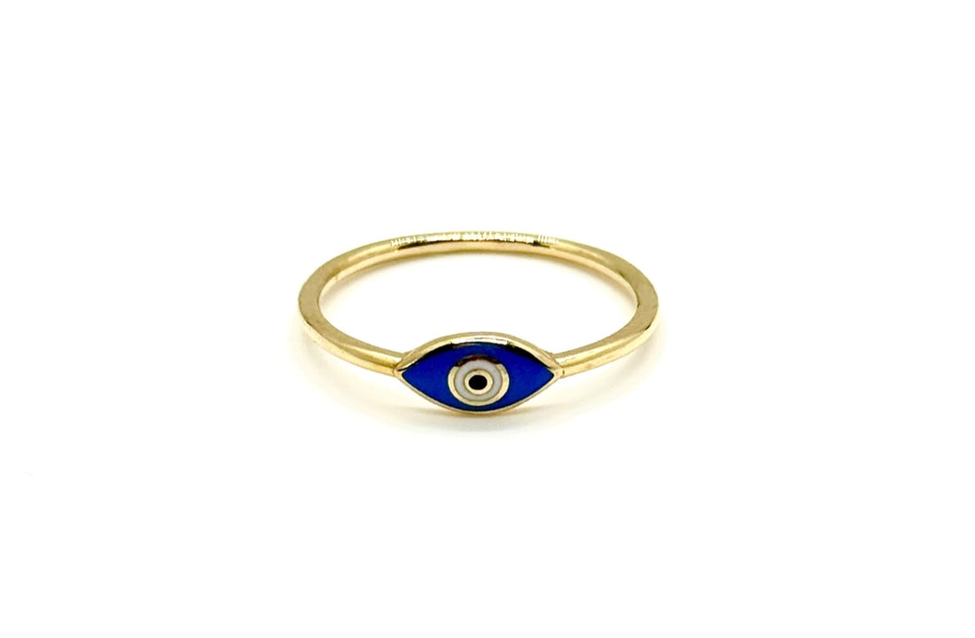 Blue Evil Eye 18K Gold Ring image 0