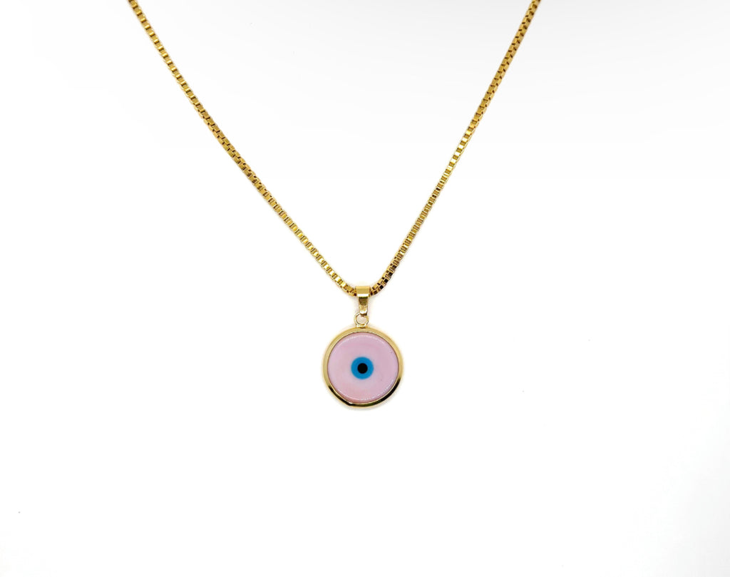 Pink Evil Eye Gold Necklace image 0