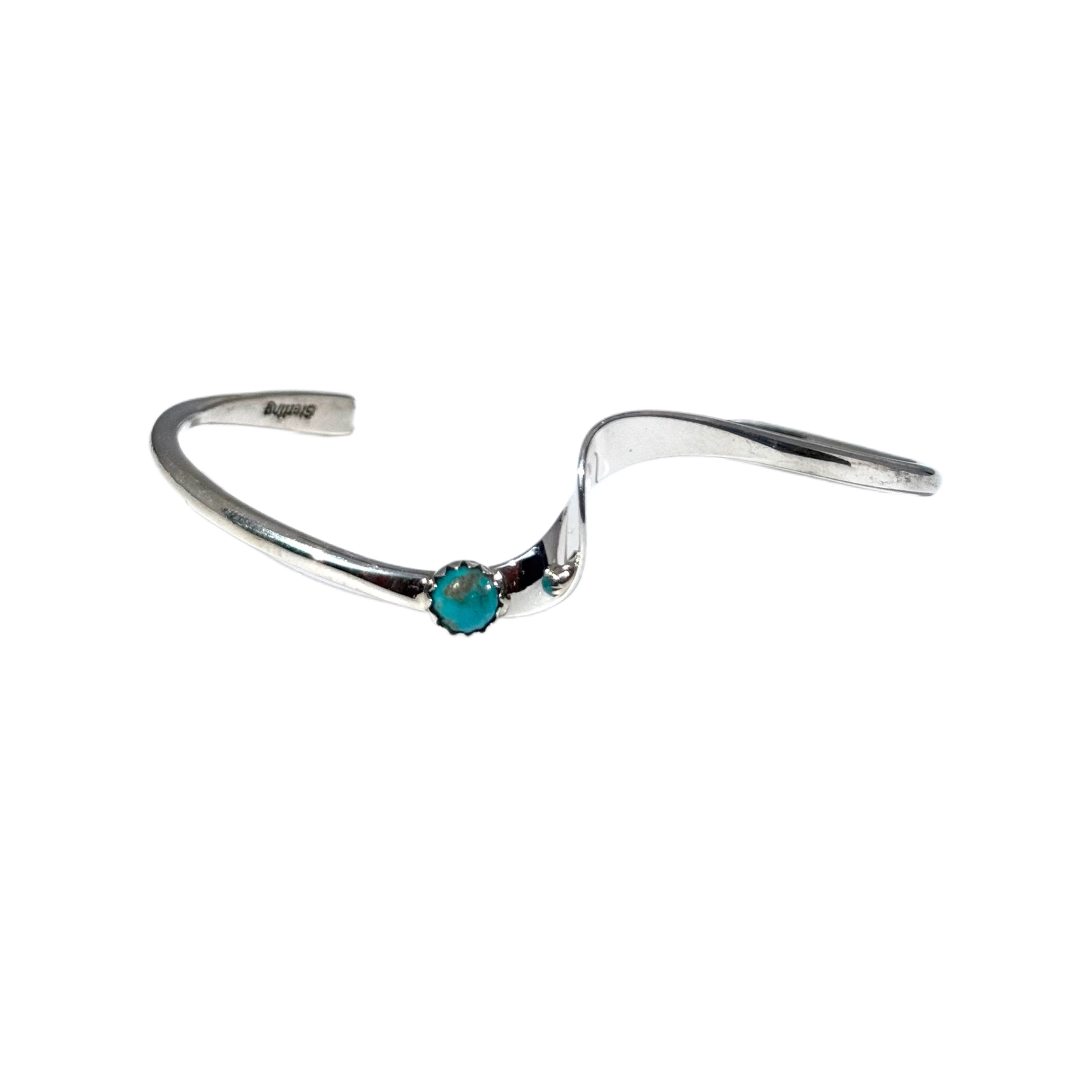 Genuine Turquoise Cuff Sterling Silver Bracelet image 2