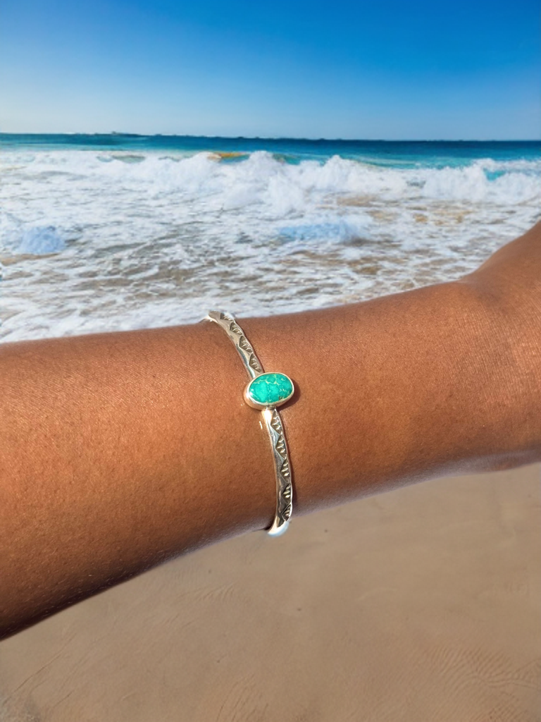 Hand Stamped Turquoise Cuff image 7